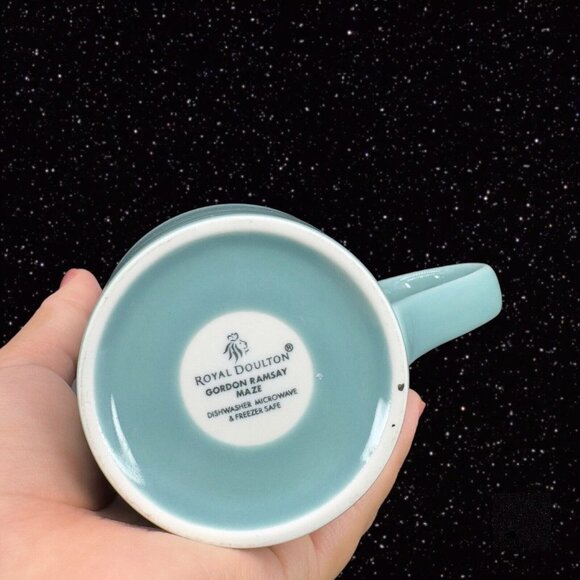 ROYAL DOULTON Teal GORDON RAMSAY MAZE Stoneware Mug Set 4 Light Blue Green - Picture 5 of 15